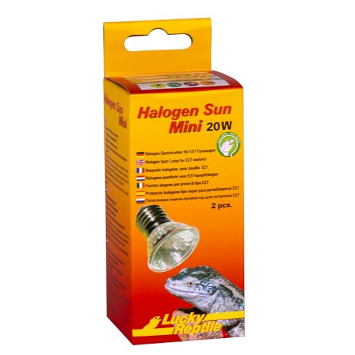 Lucky Reptile Halogen Sun Mini Doppelpack - 20 W Wärmestrahler für E27-Fassungen - Mini Halogenstrahler für Reptilien - Terrarium Lampe mit Tageslichtspektrum - Wärmelampe für kleine Terrarien, Silber, 1 Stück (1er Pack) von Lucky Reptile