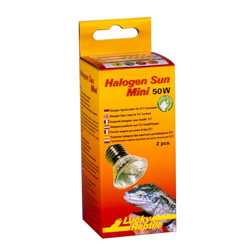 Lucky Reptile Halogen Sun Mini Doppelpack - 50 W Wärmestrahler für E27-Fassungen - Mini Halogenstrahler für Reptilien - Terrarium Lampe mit Tageslichtspektrum - Wärmelampe für kleine Terrarien, Silber, 1 Stück (1er Pack) von Lucky Reptile