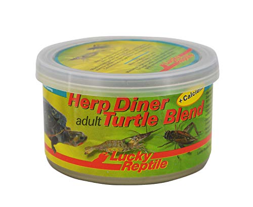Lucky Reptile Herp Diner Turtle Blend 35 g - Wasserschildkröten Futter mit Calcium für adulte Wasserschildkröten - Wasserschildkröten Futter mit großen Garnelen / Grillen & Regenwürmern von Lucky Reptile