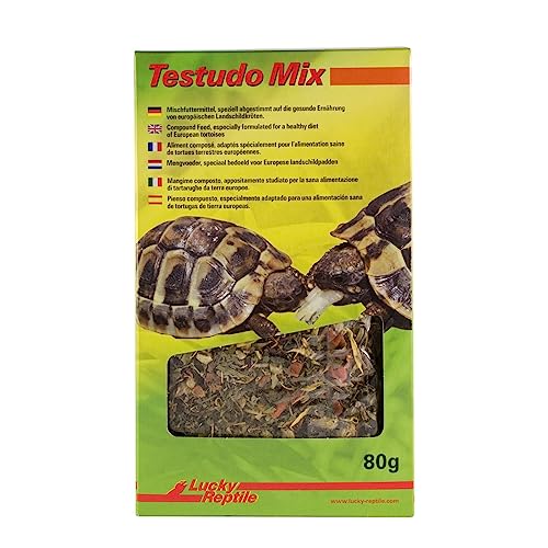 Lucky Reptile Testudo Mix 80g - Landschildkröten Futter mit getrockneten Blüten & Kräutern - Futter Landschildkröten mit viel Rohfaser & Mineralien - Futter für europäische Landschildkröten von Lucky Reptile