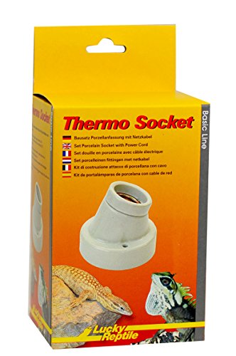 Lucky Reptile Thermo Socket - Porzellanfassung abgewinkelt - E27 Lampenfassung mit Netzkabel - Bausatz Fassung mit Montagematerial - kompatibel für Lampen mit bis zu 150 W - Terrarium Zubehör von Lucky Reptile