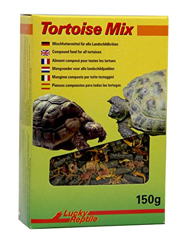Lucky Reptile Tortoise Mix 150g auf pflanzlicher Basis mit viel Rohfaser - Wiesenkräuterpellets mit Karottenstücken & Calendula Blüten - für alle Landschildkröten & pflanzenfressende Reptilien von Lucky Reptile