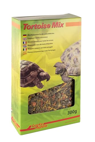 Lucky Reptile Tortoise Mix 300g auf pflanzlicher Basis mit viel Rohfaser - Wiesenkräuterpellets mit Karottenstücken & Calendula Blüten - für alle Landschildkröten & pflanzenfressende Reptilien von Lucky Reptile