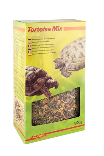 Lucky Reptile Tortoise Mix 800g auf pflanzlicher Basis mit viel Rohfaser - Wiesenkräuterpellets mit Karottenstücken & Calendula Blüten - für alle Landschildkröten & pflanzenfressende Reptilien von Lucky Reptile