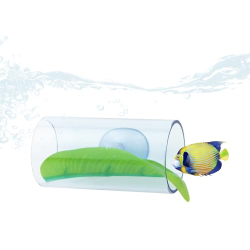 LuckyOpt Betta Fisch Acryl Rohr Tunnel, Habitat mit Saugnäpfen Spielzeug Versteck Tube für Beobachtung Kleine Fisch Garnelen (Blue) von LuckyOpt