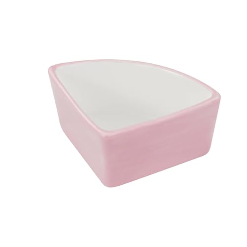 LuckyOpt Futternapf für Hamster, Kleintiere, Keramik, Futter- und Wassernäpfe, bogenförmig, leicht zu reinigen, Meerschweinchen, Futternapf für Hamster, Igel, Meerschweinchen, Maus (Rosa) von LuckyOpt