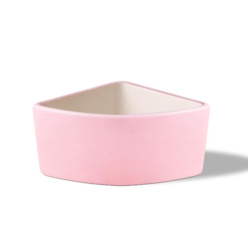 LuckyOpt Futternapf für Hamster, dreieckig, bogenförmig, Keramik, rutschfest, für Futter und Wasser, Hamsterschale für Kleintiere, Vogel, Hamster, Igel, Meerschweinchen, Maus (Rosa) von LuckyOpt