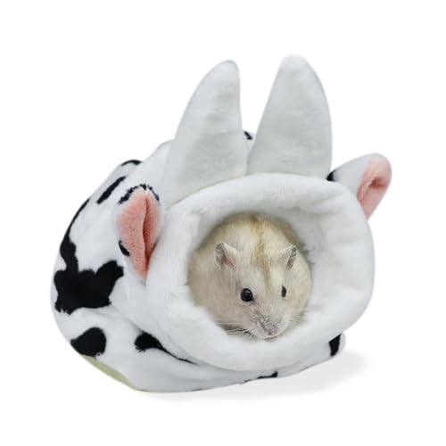 LuckyOpt Hamster Bett, nettes Mini Meerschweinchen Bett mit Abnehmbarer Bettwäsche, weiches kleines Tierbett für Meerschweinchen Syrische Igel Gerbil kleine Haustiere, S (Schwarz+Weiß) von LuckyOpt