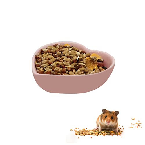 LuckyOpt Hamsternapf Keramik Herzform Haustier Futternapf Waschbar Kleintier Schalen Hamster Wassernapf für Meerschweinchen, Rennmäuse, Igel, Chinchilla, Papagei (Rosa) von LuckyOpt