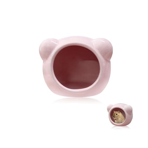 LuckyOpt Hamsterversteck Keramik, Nette Bär Hamster Versteck Höhle für alle Jahreszeiten (Rosa, A) von LuckyOpt