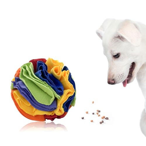 LuckyOpt Hunde-Leckerli-Ball, bunter Fleece-Schnüffelball für Hunde, große Rassen, mittelgroße Rassen, Schweine, Kaninchen, interaktives Hundespielzeug, Ball, Puzzle-Spielzeug, um Stress zu reduzieren von LuckyOpt