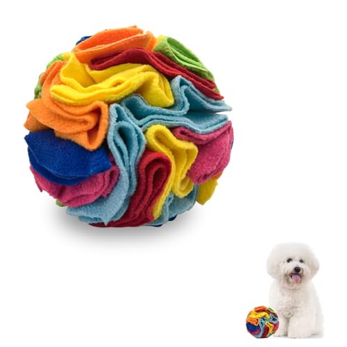 LuckyOpt Hunde-Leckerli-Ball, bunter Fleece-Schnüffelball für Hunde, große Rassen, mittelgroße Rassen, Schweine, Kaninchen, interaktives Hundespielzeug, Ball, Puzzle-Spielzeug, um Stress zu reduzieren von LuckyOpt