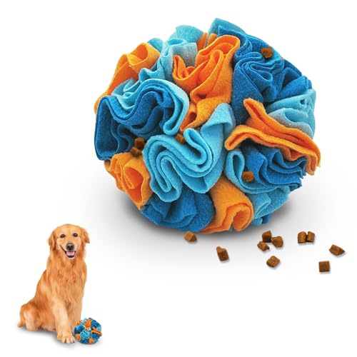 LuckyOpt Hunde-Leckerli-Ball, bunter Fleece-Schnüffelball für Hunde, große Rassen/mittelgroße Rassen/Schweine/Kaninchen, interaktives Hundespielzeug, Ball, Puzzle-Spielzeug, um Stress zu reduzieren von LuckyOpt