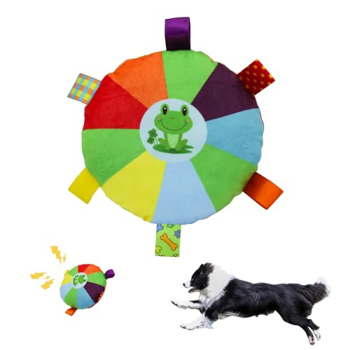 LuckyOpt Interaktives Hundespielzeug, 15 cm Durchmesser, Plüschspielzeug für Hunde mit Haltegriffen und Glocke im Inneren, Hundespielzeug für kleine und mittelgroße Rassen, Hundespielzeug gegen von LuckyOpt