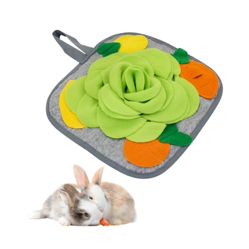 LuckyOpt Kaninchen Futter Matte, Anti-Rutsch Kaninchen Snuffle Matte mit hängendem Seil, Bunte Bunny Snuffle Pad für Chinchillas Welpen Meerschweinchen Schnuffle Training (Grüner, M) von LuckyOpt