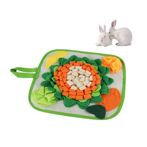 LuckyOpt Kaninchen Futter Matte, Anti-Rutsch Kaninchen Snuffle Matte mit hängendem Seil, Bunte Bunny Snuffle Pad für Chinchillas Welpen Meerschweinchen Schnuffle Training (Mehrfarbig, M) von LuckyOpt