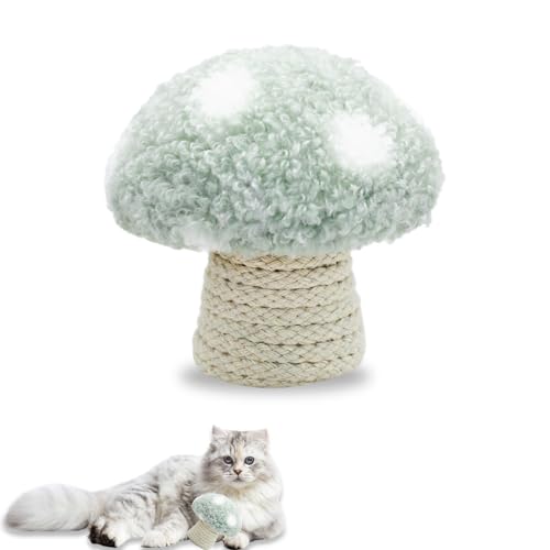 LuckyOpt Katze Minze Katze Spielzeug, niedliche Pelzpilze Form Katze Spielzeug, eingebaute Klang Stein Katze Kauen Spielzeug, geeignet für Zahnreinigung interakti (Grün) von LuckyOpt