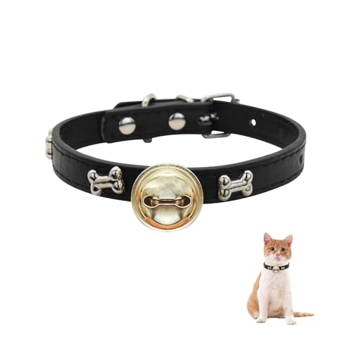 LuckyOpt Katzenhalsband aus PU-Leder mit Glöckchen, niedliches Katzenhalsband mit Metallschnalle, verstellbar, 24-32 cm, Kätzchenhalsband mit Knochenmuster für Katzen, Welpen, tägliches Zubehör LuckyOpt Katzenhalsband aus PU-Leder mit Glöckchen, niedliches Katzenhalsband mit Metallschnalle, verstellbar, 24-32 cm, Kätzchenhalsband mit Knochenmuster für Katzen, Welpen, tägliches Zubehör von LuckyOpt