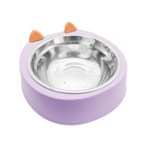LuckyOpt Katzenschüssel, Nette Anti Spill Haustier Schüsseln mit Haken, Abnehmbare Edelstahl hängende Hundeschüsseln, Anti Spill Haustier Schüsseln für Katze Welpen Kleintier (Purple) von LuckyOpt