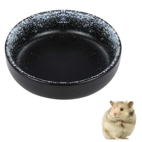LuckyOpt Keramik-Hamster-Futternapf, 68 ml, Wasserschale für Hamster, Vögel, Schlangen, Schildkröte, leicht zu waschen und Kippen zu verhindern (Schwarz-Grau) von LuckyOpt