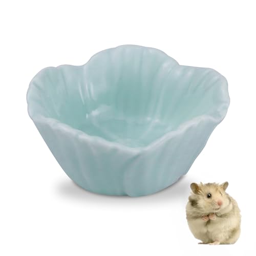 LuckyOpt Kleiner Keramik-Hamsternapf, leicht zu reinigen Anti-Flipping Hamster Futter- und Wassernapf Fressnapf, Kleintiernäpfe für Zwerghamster Papageien (Blau) von LuckyOpt