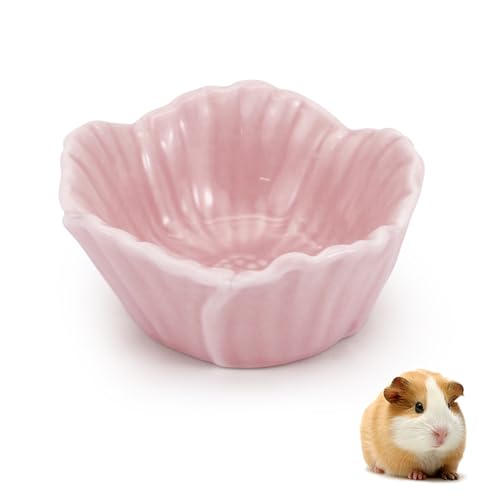 LuckyOpt Kleiner Keramik-Hamsternapf, leicht zu reinigen Anti-Flipping Hamster Futter- und Wassernapf Fressnapf, Kleintiernäpfe für Zwerghamster Papageien (Rosa) von LuckyOpt