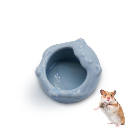 LuckyOpt Kleiner Keramik-Hamsternapf, leicht zu reinigen Anti-Flipping Kleintiernäpfe, Hamster Futter- und Wassernapf für Zwerghamster Papageien (Blau) von LuckyOpt