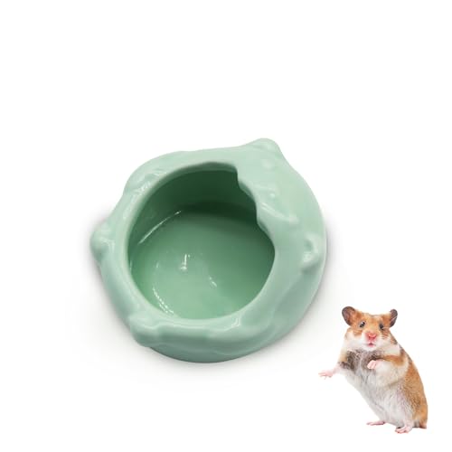 LuckyOpt Kleiner Keramik-Hamsternapf, leicht zu reinigen Anti-Flipping Kleintiernäpfe, Hamster Futter- und Wassernapf für Zwerghamster Papageien (Grün) von LuckyOpt