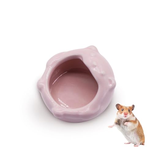 LuckyOpt Kleiner Keramik-Hamsternapf, leicht zu reinigen Anti-Flipping Kleintiernäpfe, Hamster Futter- und Wassernapf für Zwerghamster Papageien (Rosa) von LuckyOpt