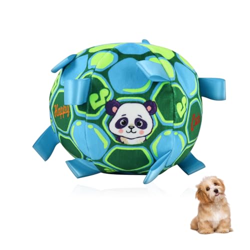 LuckyOpt Quietschbälle für Hunde, 15 cm, Hunde-Fußball mit Gurten und Glocke im Inneren zum Tauziehen, einfach zu tragen, weiches Plüsch-Hundespielzeug für kleine und mittelgroße Rassen, Zeitvertreib von LuckyOpt