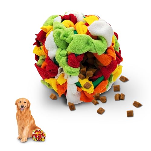 LuckyOpt Schnüffelball für Hunde, 15 cm, bunter TPR und Filz, Schnüffelball für Hundetraining, Puzzle, interaktives Hundespielzeug für Langeweile, Zeitvertreib, fördert natürliche Nahrungssuche, von LuckyOpt