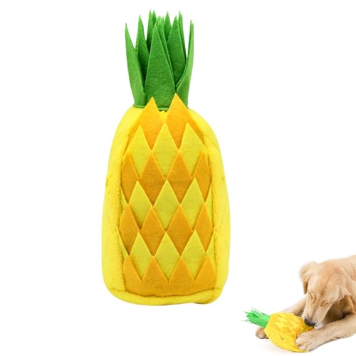 LuckyOpt Schnüffelspielzeug für Hunde, Premium-Stoff Ananas Quietschspielzeug für Hunde kleine/mittelgroße Rasse/Kaninchen, interaktives Hundespielzeug für Indoor Hund Schnüffeln/Stressabbau / von LuckyOpt