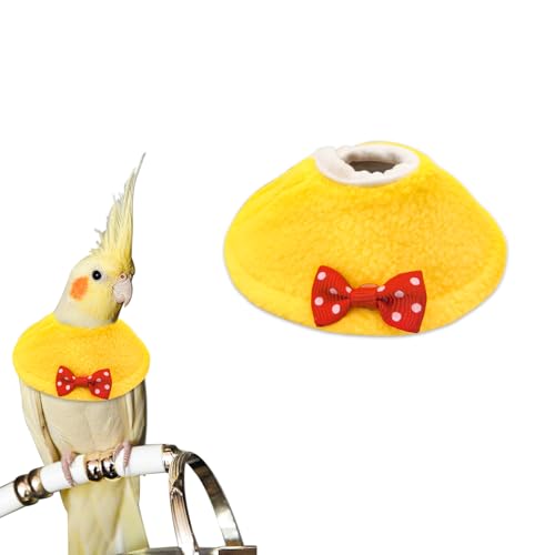 LuckyOpt Vogel Recovery Collar, Anti-Grab Wunde Heilung Vogelhalsband für Papagei, Schutzkragen für kleine Vögel (Gelb, S) von LuckyOpt