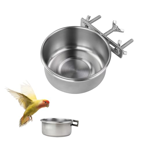 LuckyOpt Vogelkäfig-Futterstation, 325 ml, abnehmbare Metall-Vogelschalen zum Aufhängen, verhindert Kippen und Bewegung, stabile Kleintierschalen für Hamster, Papageien, Eichhörnchen, Kaninchen (325 von LuckyOpt