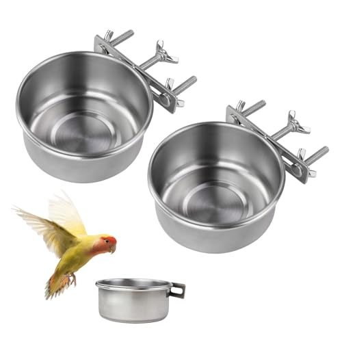 LuckyOpt Vogelkäfig-Futterstation, 325 ml, abnehmbare Metall-Vogelschalen zum Aufhängen, verhindert Kippen und Bewegung, stabile Kleintierschalen für Hamster, Papageien, Eichhörnchen, Kaninchen (325 von LuckyOpt