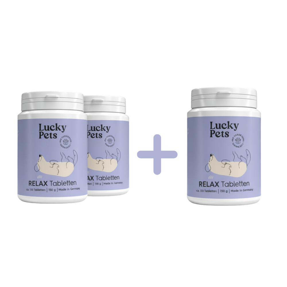 Lucky Pets Relax Tabletten - Beruhigungsmittel für Hunde mit L-Tryptophan, Baldrian & Hopfen - 3er Spar-Paket von LuckyPets