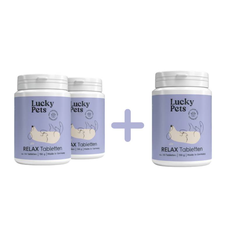 Lucky Pets Relax Tabletten - Beruhigungsmittel für Hunde mit L-Tryptophan, Baldrian & Hopfen - 3er Spar-Paket Lucky Pets Relax Tabletten - Beruhigungsmittel für Hunde mit L-Tryptophan, Baldrian & Hopfen - 3er Spar-Paket von LuckyPets
