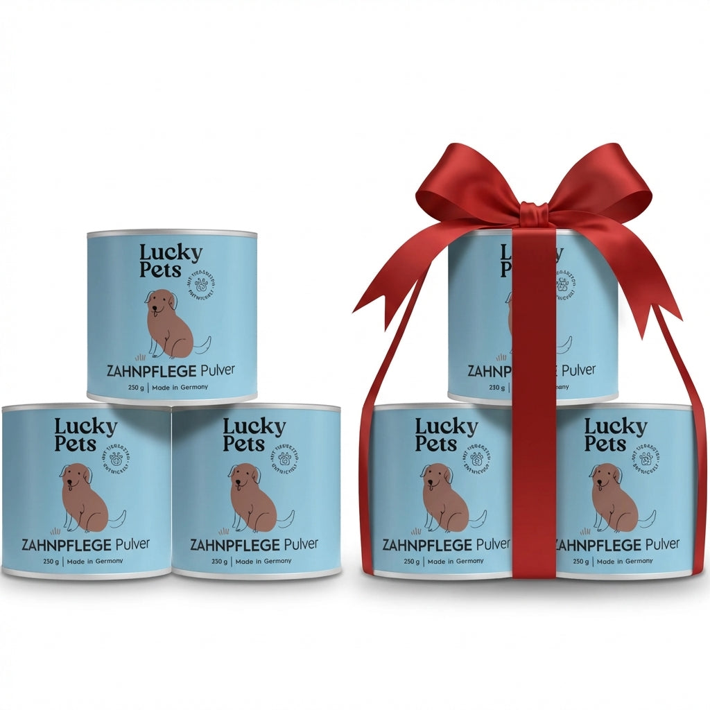 Lucky Pets Zahnpflegepulver für Hunde - ohne Bürste, 100% natürlich - 6er Spar-Paket von LuckyPets
