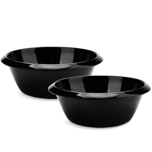 2 x Katzennäpfe für Haustiere, 16,3 cm, breiter Futternapf für Indoor-Katzen, Ersatz-Futter- und Wassernapf, breite flache Futternäpfe für Kätzchen, Welpen, Kaninchen (2 Stück, schwarz) von LuckyPots