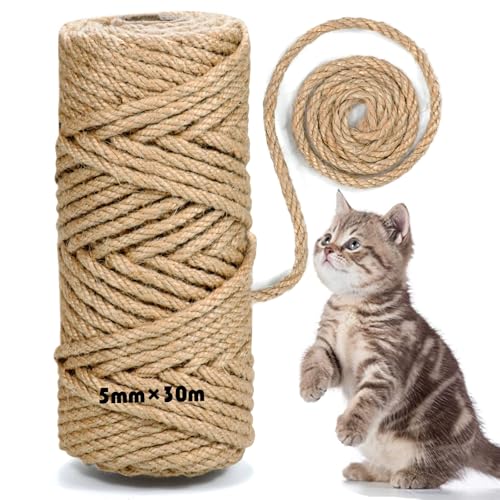 Natur sisalseil für Kratzbäume, 5 mm x 30 m, Robuste Schnur für Dekoration und Zubehör für Katzen Natur sisalseil für Kratzbäume, 5 mm x 30 m, Robuste Schnur für Dekoration und Zubehör für Katzen von LuckyZoo77