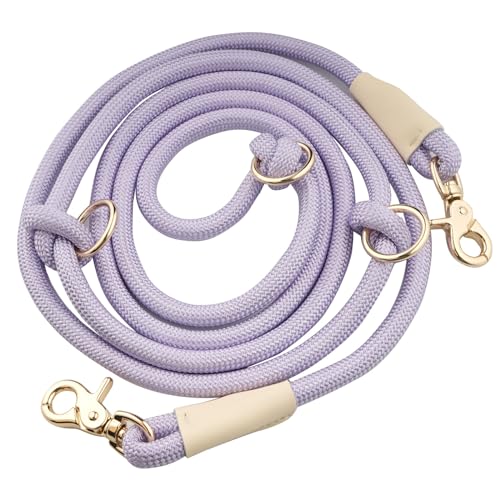 4-in-1-Hundeleine aus Seil, für freihändige Verwendung, 2,6 m Taille, 2,6 m x 10 mm, Hellviolett 4-in-1-Hundeleine aus Seil, für freihändige Verwendung, 2,6 m Taille, 2,6 m x 10 mm, Hellviolett von Lucpawz