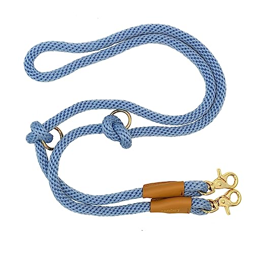 Multifunktionale Hundeleine, freihändige Hundeleine, Crossbody-Seil, verstellbare lange Leine für 2 Hunde (2,1 m x 12 mm, luftiges Blau) von Lucpawz