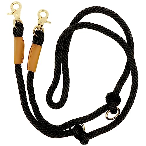 Multifunktionale Hundeleine, freihändige Hundeleine, Crossbody-Seil, verstellbare lange Leine für 2 Hunde (2,1 m x 12 mm, schwarz) von Lucpawz
