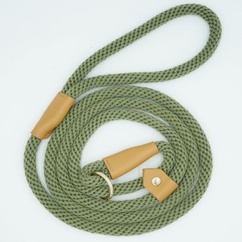 Premium Trainingsleine für Hunde, kein Ziehen, rutschfestes Seil, Hundetrainingsleine, strapazierfähige, geflochtene Leine mit verschiedenen Stärken (1,8 m x 12 mm, Armeegrün) von Lucpawz