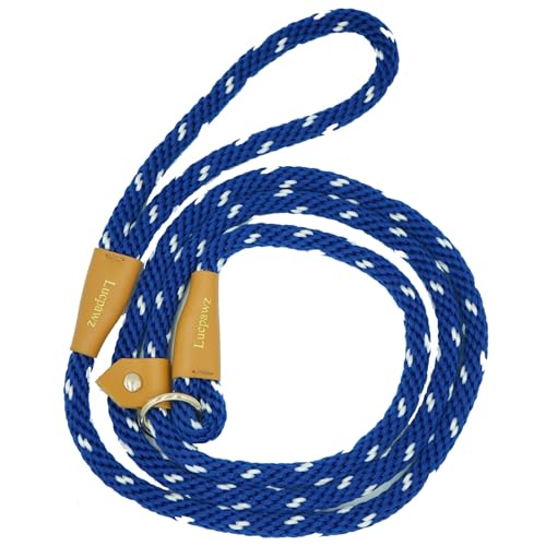 Premium Trainingsleine für Hunde, kein Ziehen, rutschfestes Seil, Hundetrainingsleine, strapazierfähige, geflochtene Leine mit verschiedenen Stärken (1,8 m x 12 mm, Marineblau/Weiß) von Lucpawz