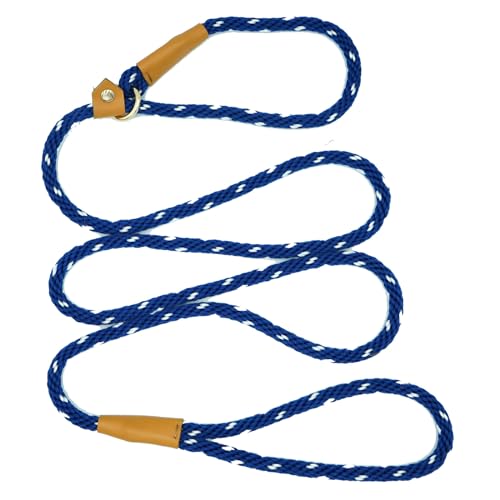 Premium Trainingsleine für Hunde, kein Ziehen, rutschfestes Seil, Hundetrainingsleine, strapazierfähige, geflochtene Leine mit verschiedenen Stärken (1,8 m x 8,5 mm, Marineblau/Weiß) von Lucpawz