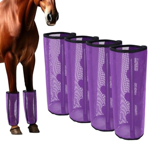 Fliegenstiefel für Pferde, Violett, 4 Stück, lila, 4 Stück von Lucxhcky