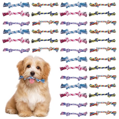 Lucxhcky 90 Stück Hundespielzeug aus Baumwollseil, robustes Hundespielzeug, mehrfarbiges Seilspielzeug für Hunde, Hundezubehör für kleine und mittelgroße Hunde, Welpenzubehör (wie abgebildet) von Lucxhcky