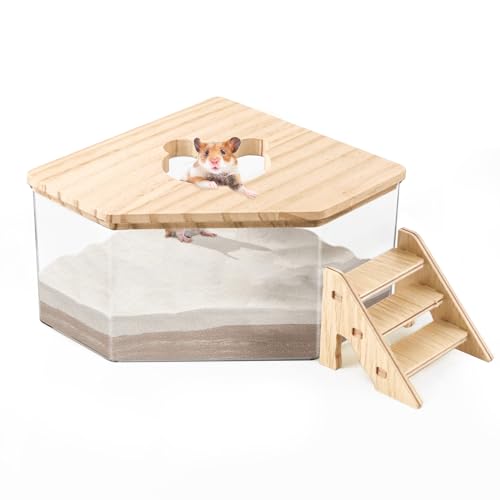 Lucxhcky Haustier Hamster Badezimmer, Sandbad Container Toilette Transparente Acryl Hamster Badebox, Hamster Sand Badezimmer Hamster Badehaus für Eichhörnchen von Lucxhcky