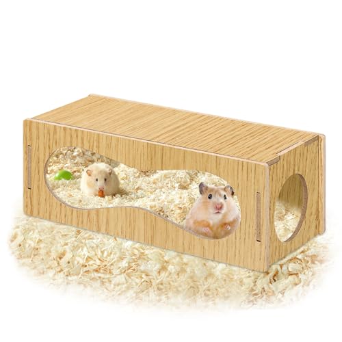 Lucxhcky Hamsterversteck Haus, Hölzernes Versteck Hüttenkäfig Zubehör für Lebensaktivitäten, Spielzeug und Dekoration (klein) von Lucxhcky
